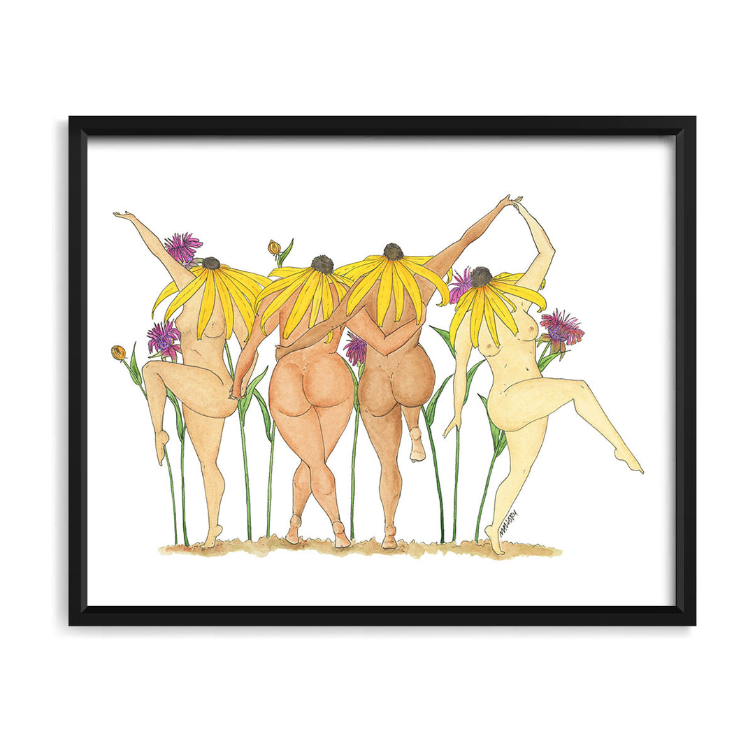 Black-Eyed Susans Flower Women Art 8x10" Art Print