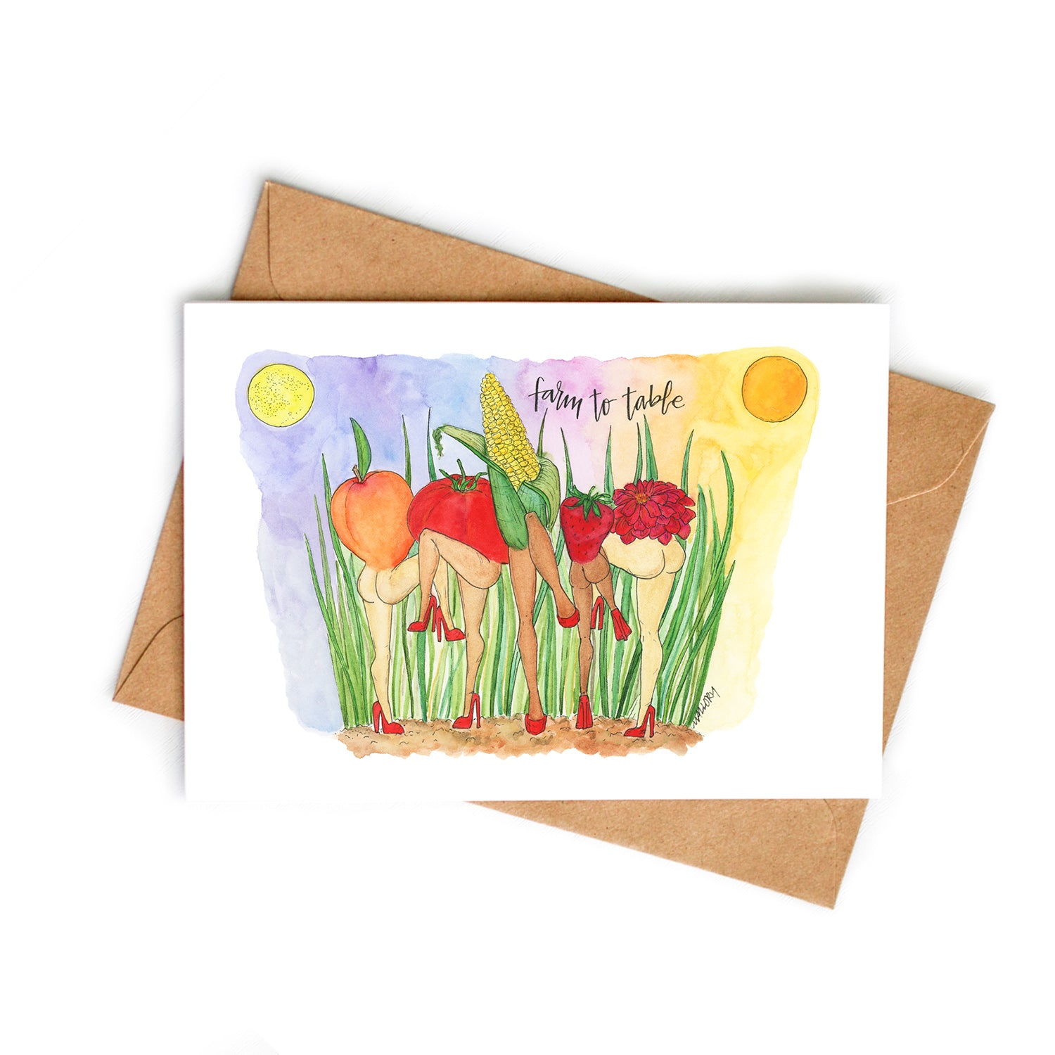 Farm to Table Watercolor Art Card