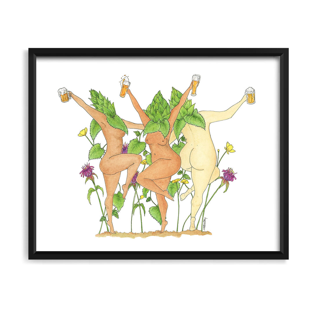 Hops Babes Beer Hops Art 8x10" Art Print
