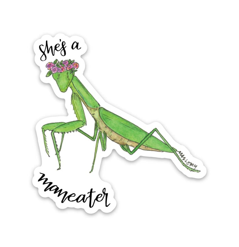 She's a Maneater Praying Mantis Vinyl Sticker