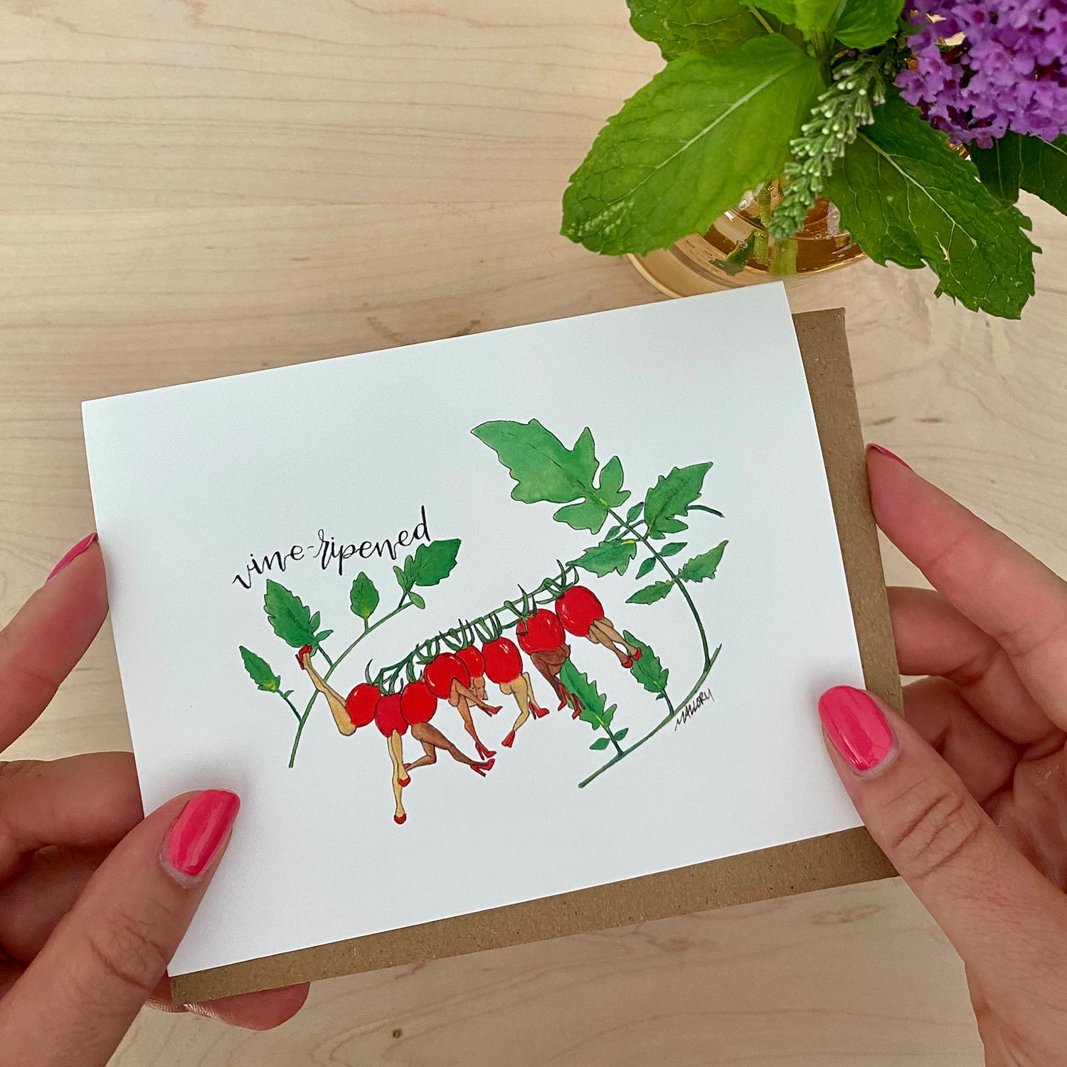 Vine-Ripened Tomatoes Watercolor Art Card