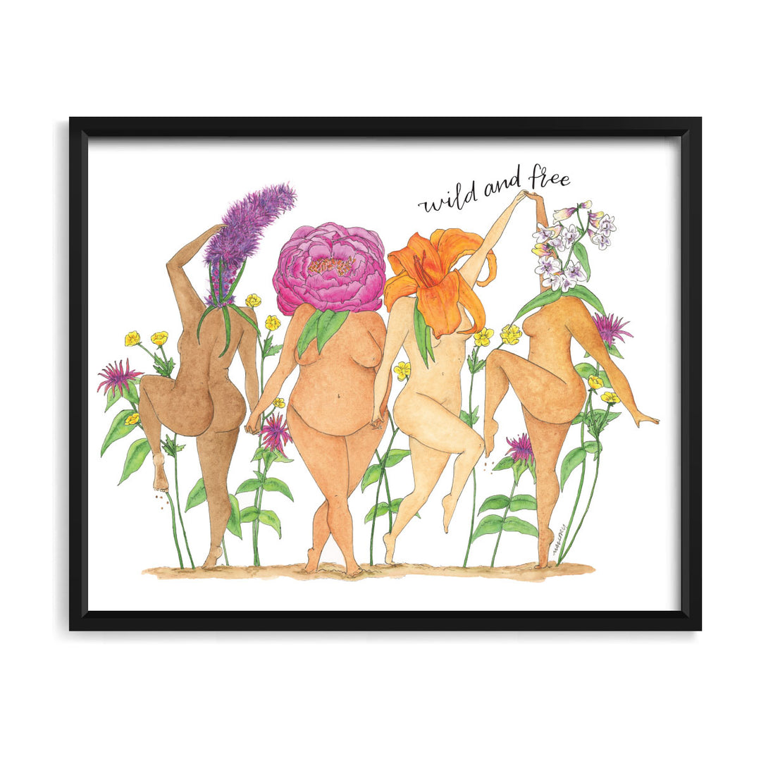 Wild and Free Flower Women Artwork 8x10" Art Print