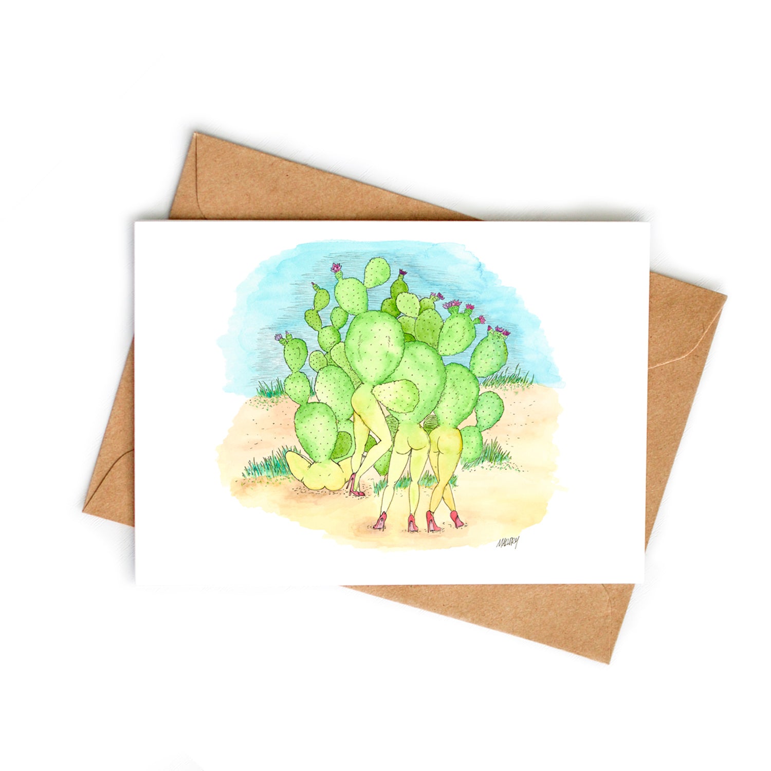 Prickly Pear Watercolor Art Card