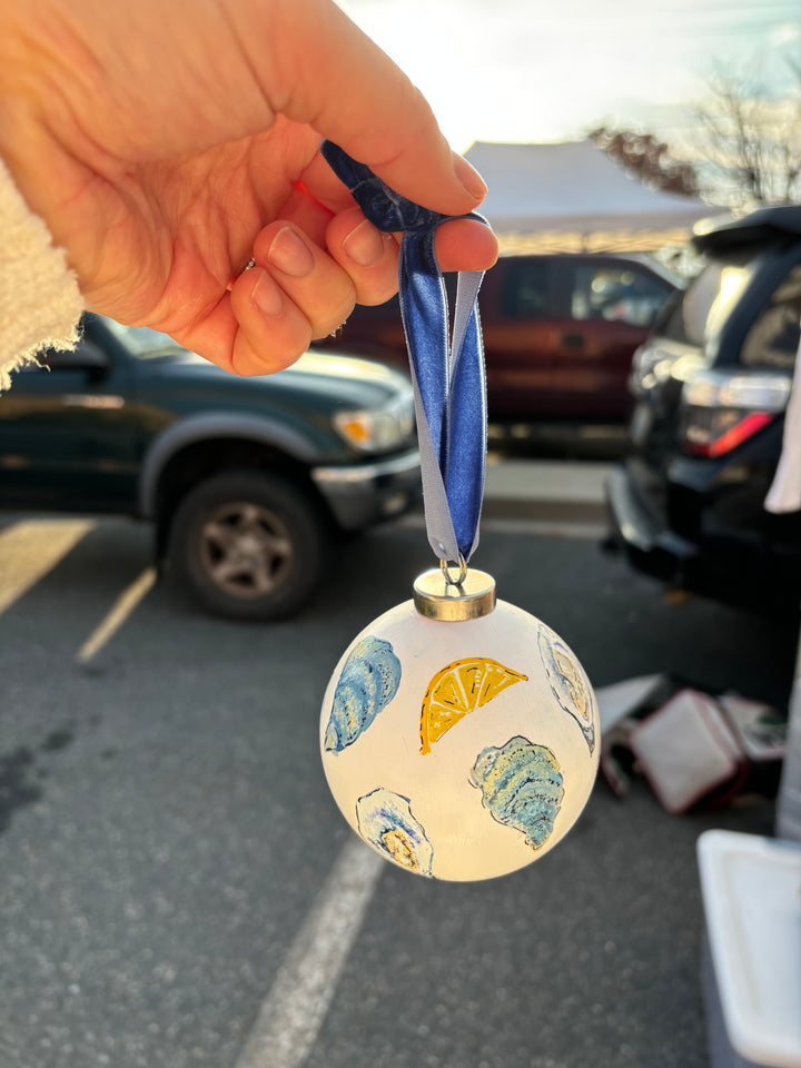 Hand-Painted Ceramic Ornament with Oysters
