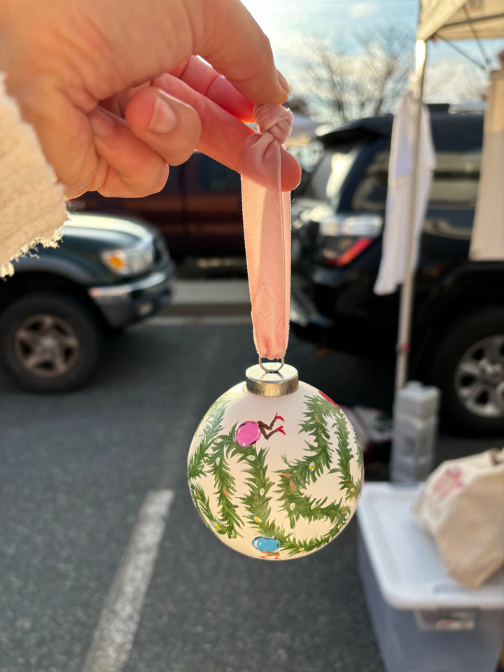 Hand-Painted Ceramic Ornament with Dancing Ornaments