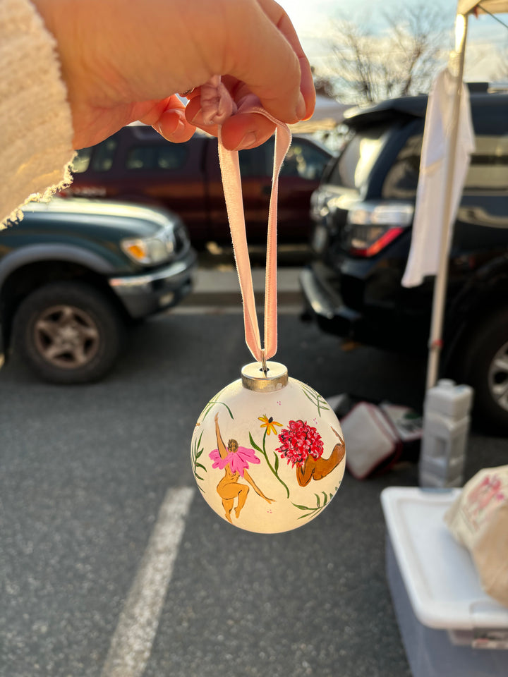 Hand-Painted Ceramic Ornament with Flower Women