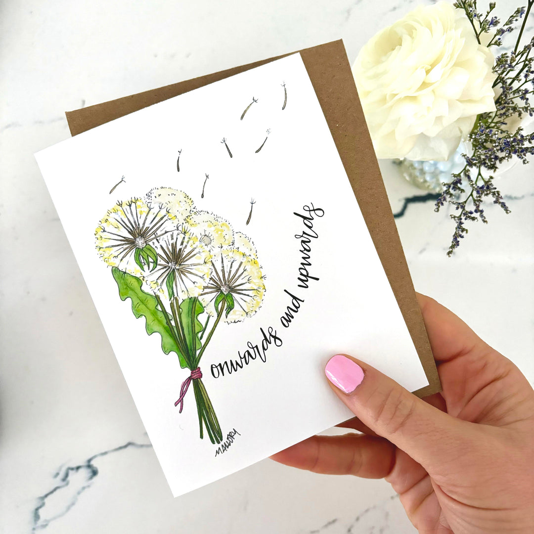 Onwards and Upwards Dandelion Wish Encouragement Card