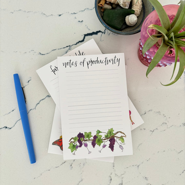 Notes of Productivity Wine Notepad