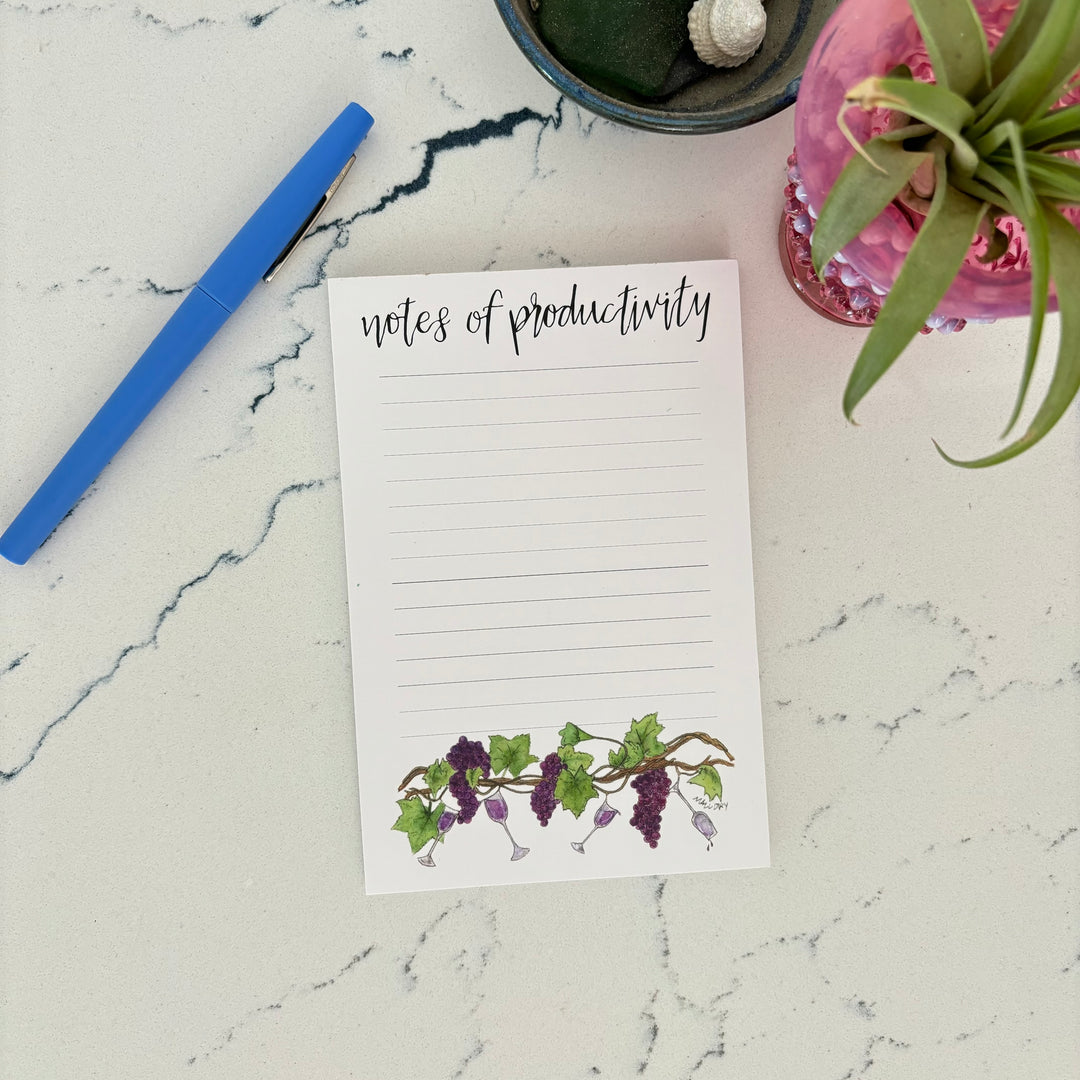 Notes of Productivity Wine Notepad