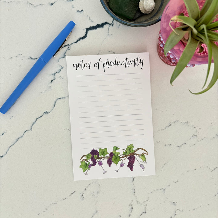Notes of Productivity Wine Notepad