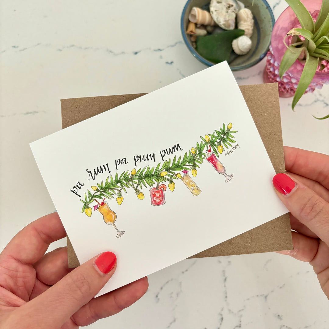 Pa Rum Pa Pum Pum Tropical Drink Holiday Card