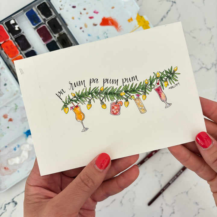 Pa Rum Pa Pum Pum Tropical Drink Holiday Card