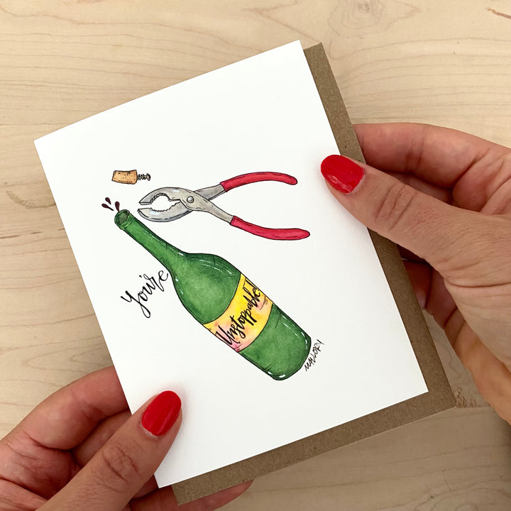 Unstoppable Wine Congratulations Card