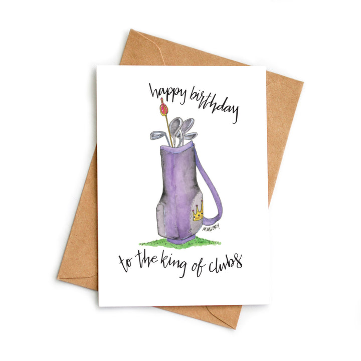 King of Clubs Birthday Card for Golfer