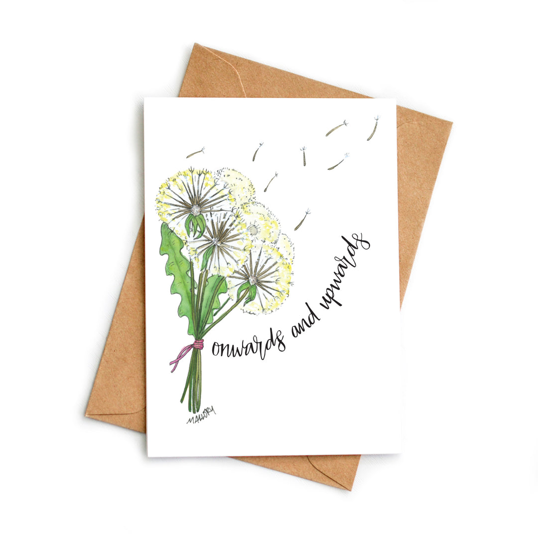 Onwards and Upwards Dandelion Wish Encouragement Card