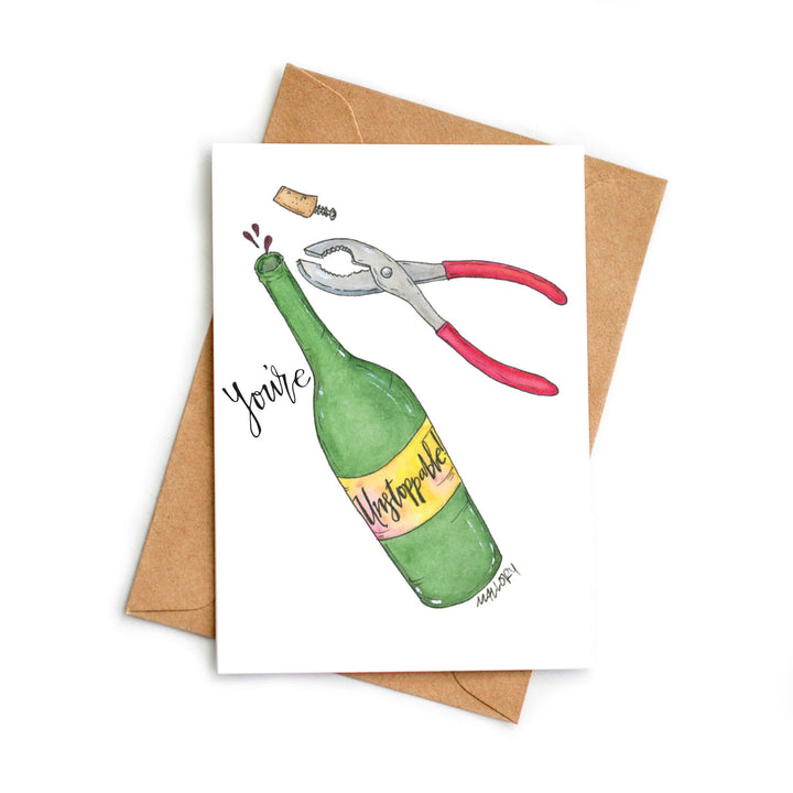 Unstoppable Wine Congratulations Card