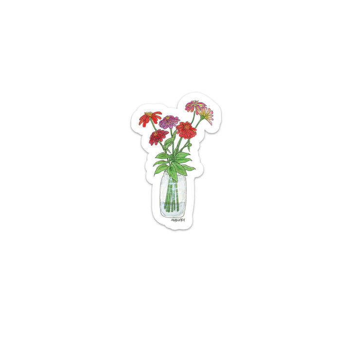 Mason Jar Blooms Cute Vinyl Laptop Sticker