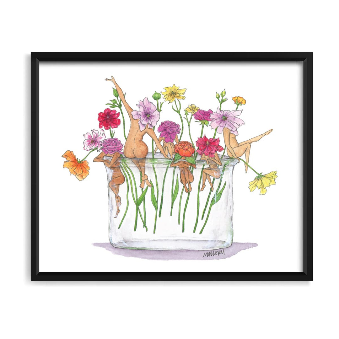 Whimsical Butterfly Ranunculus Women 8x10" Print