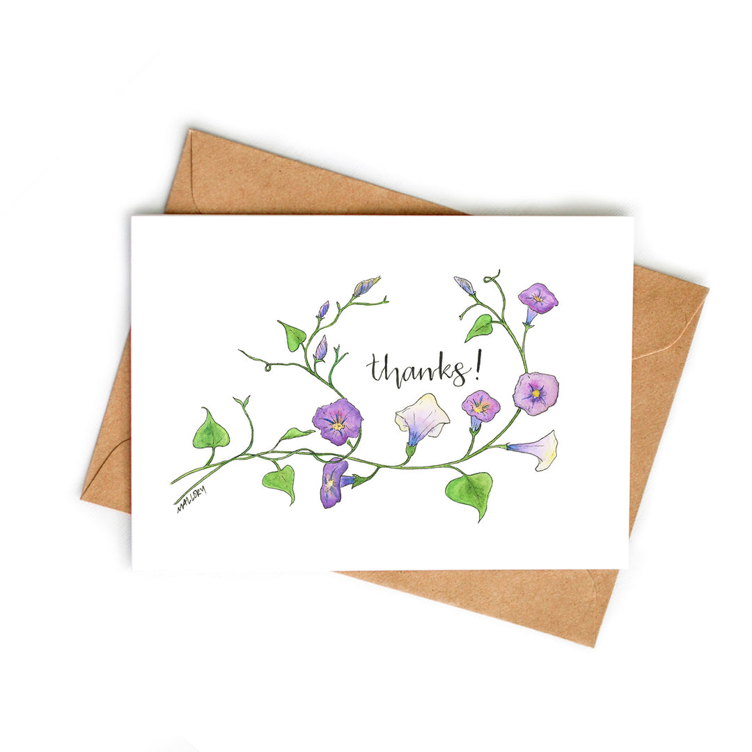 Thanks! Simple Morning Glory Thank You Card