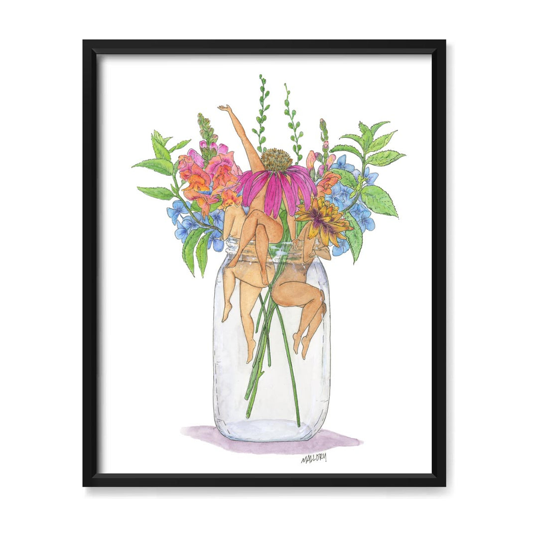 Farmers Market Wildflower Women 8x10" Art Print