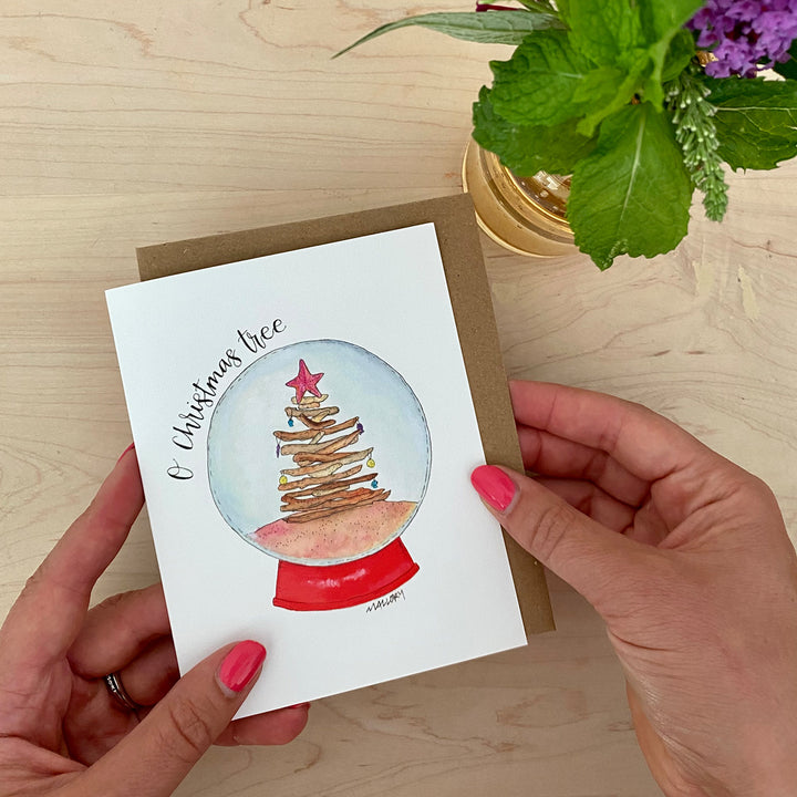 O Christmas Tree Snow Globe Holiday Card