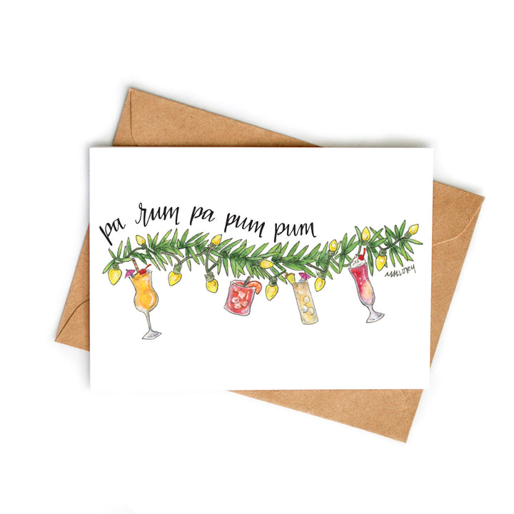 Pa Rum Pa Pum Pum Tropical Drink Holiday Card