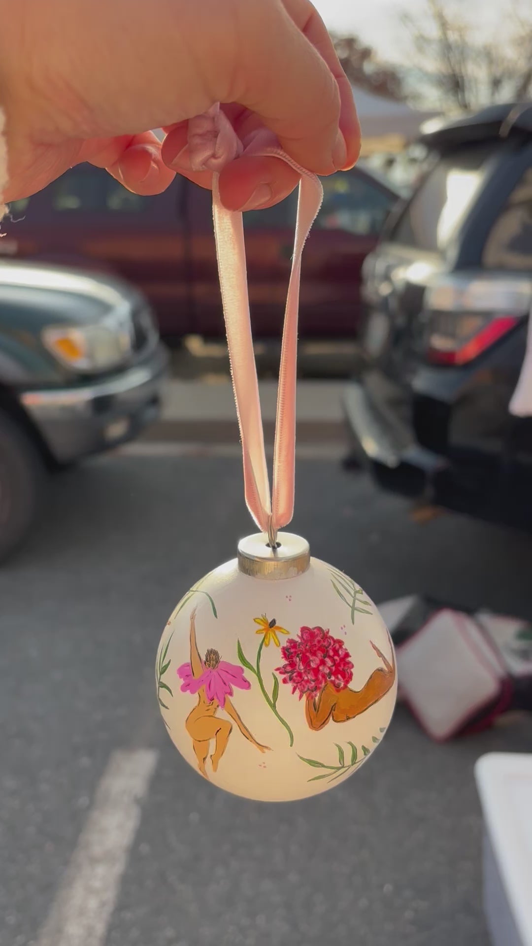 Hand-Painted Ceramic Ornament with Flower Women