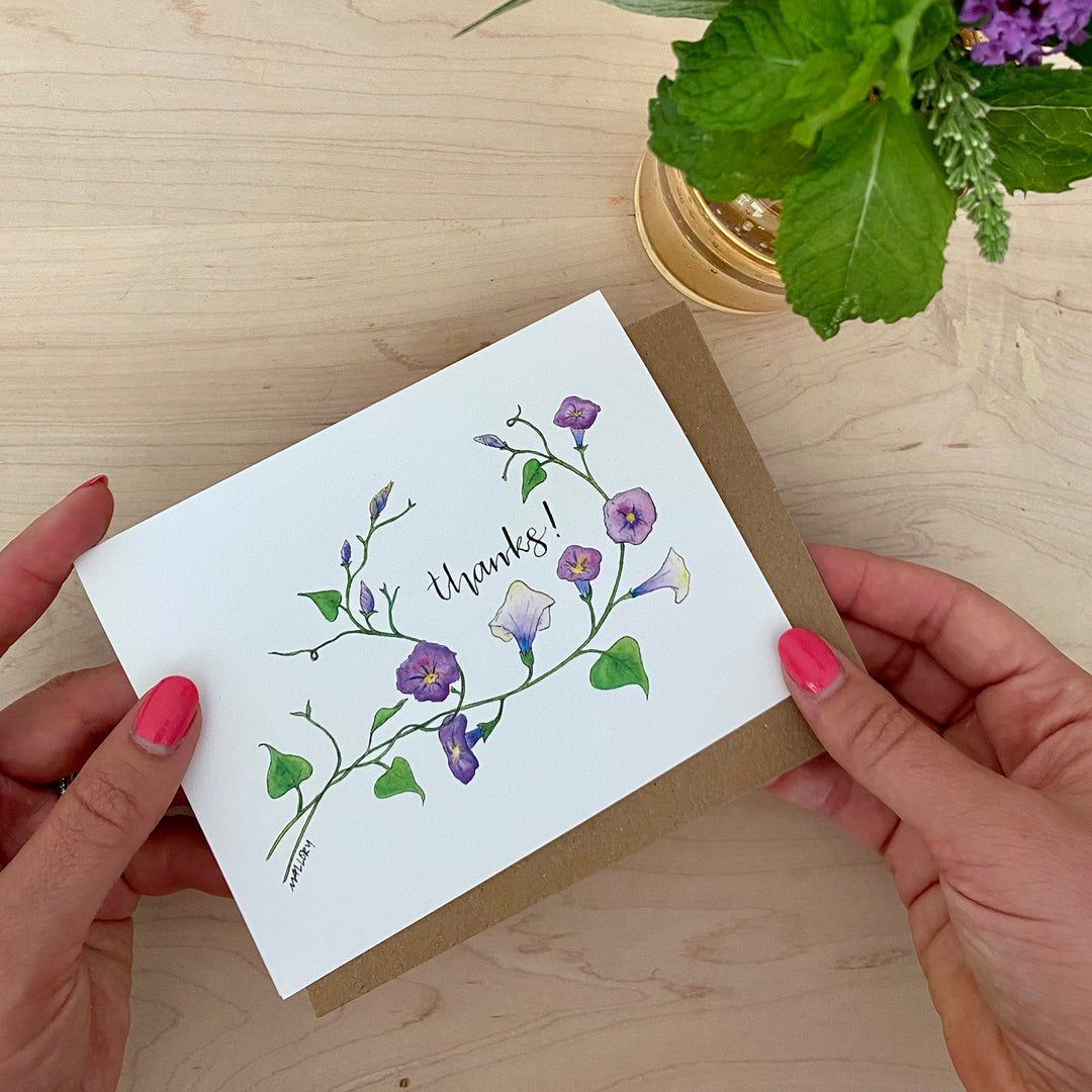 Thanks! Simple Morning Glory Thank You Card