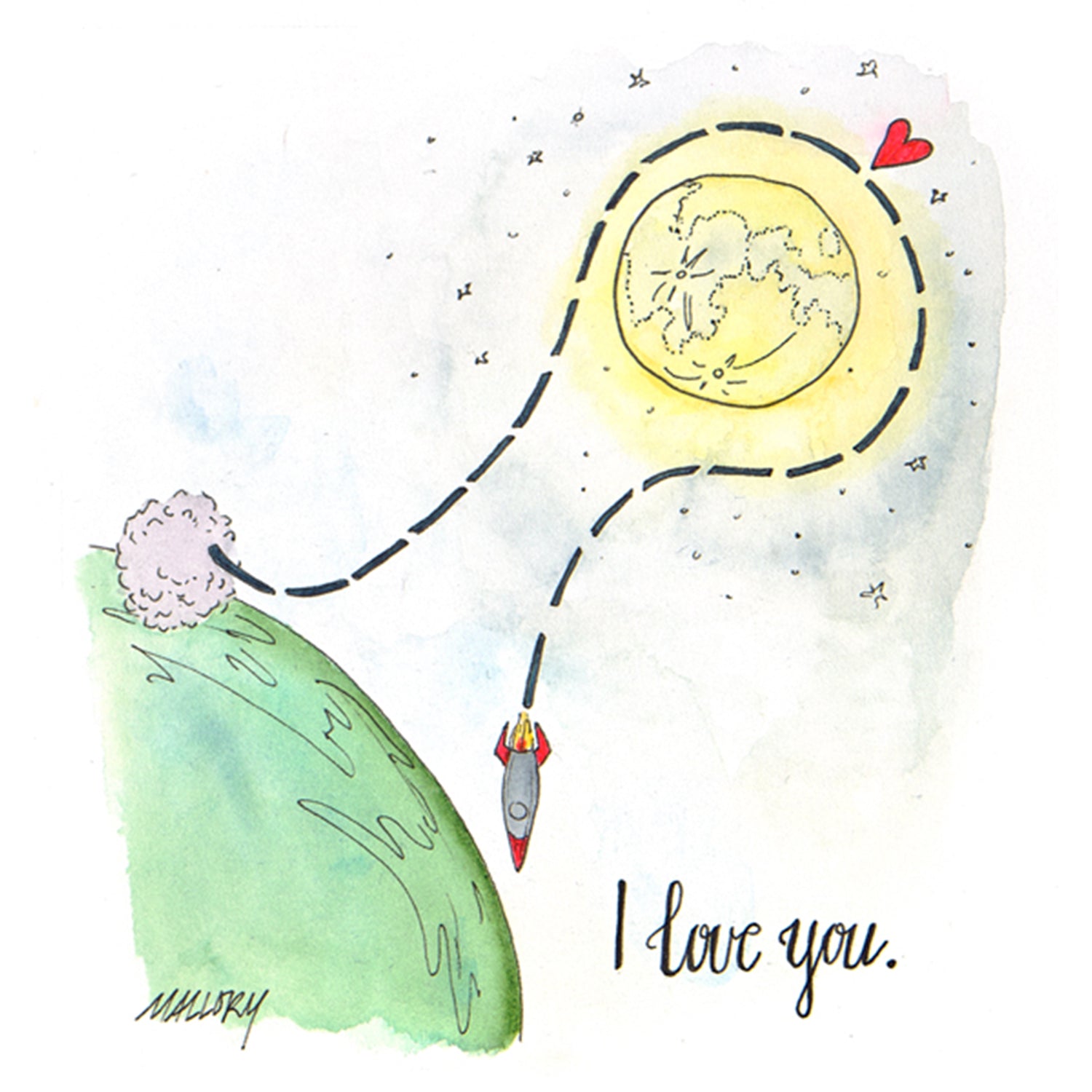 Moon and Back Valentine's Day Card
