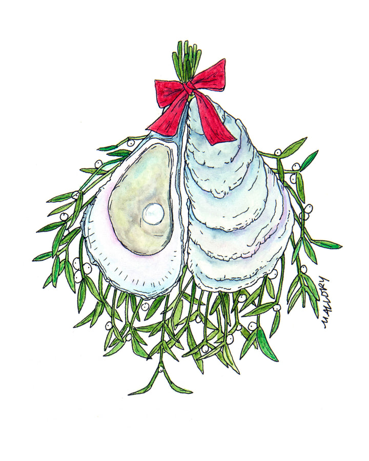 Mistletoe Oyster Pretty Christmas Card