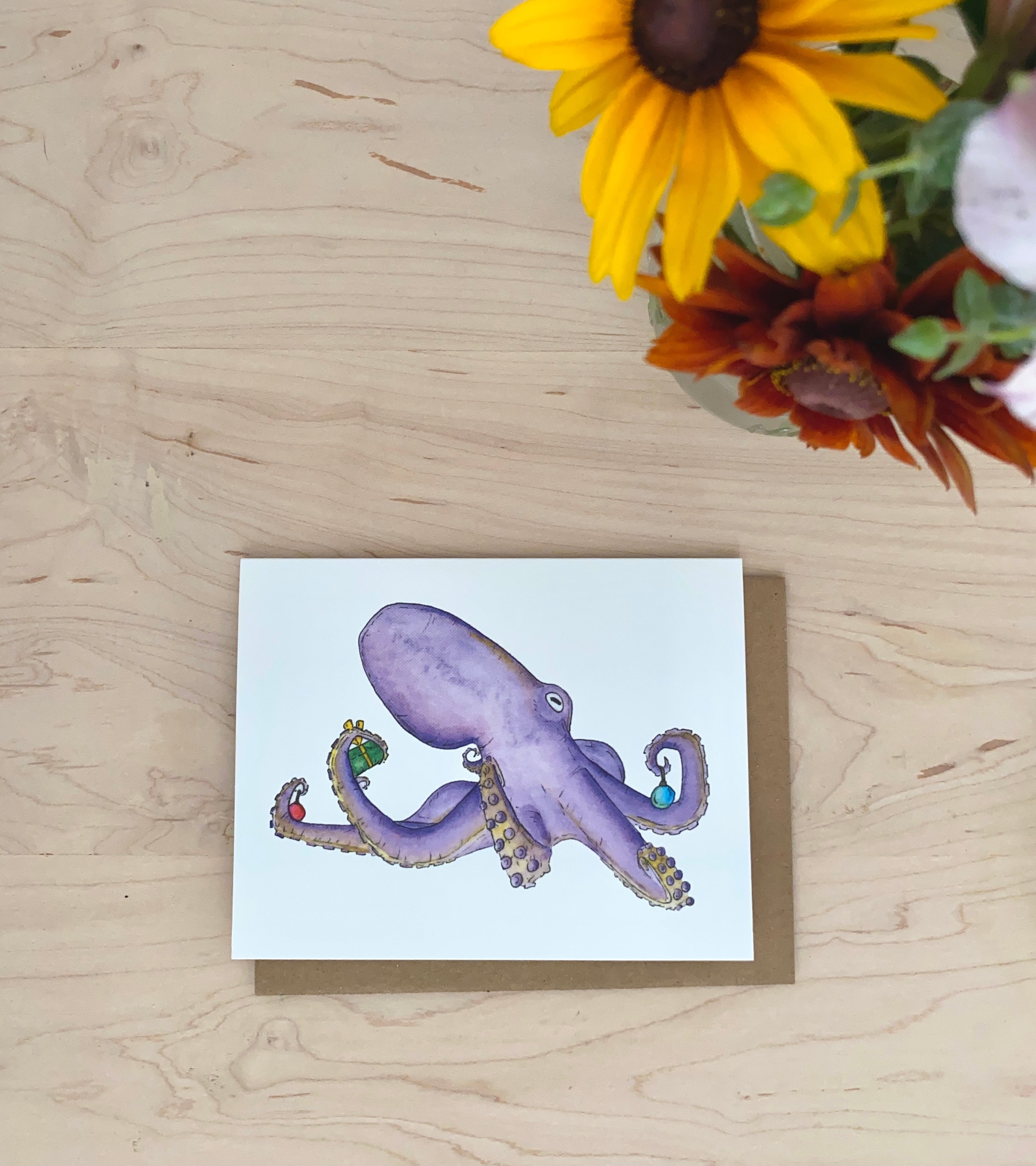 Spread Cheer Octopus Holiday Card