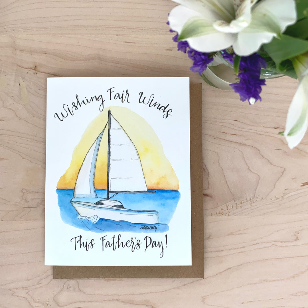 Sailboat Father's Day card, card for Father's Day, card for dad, handmade card for dad