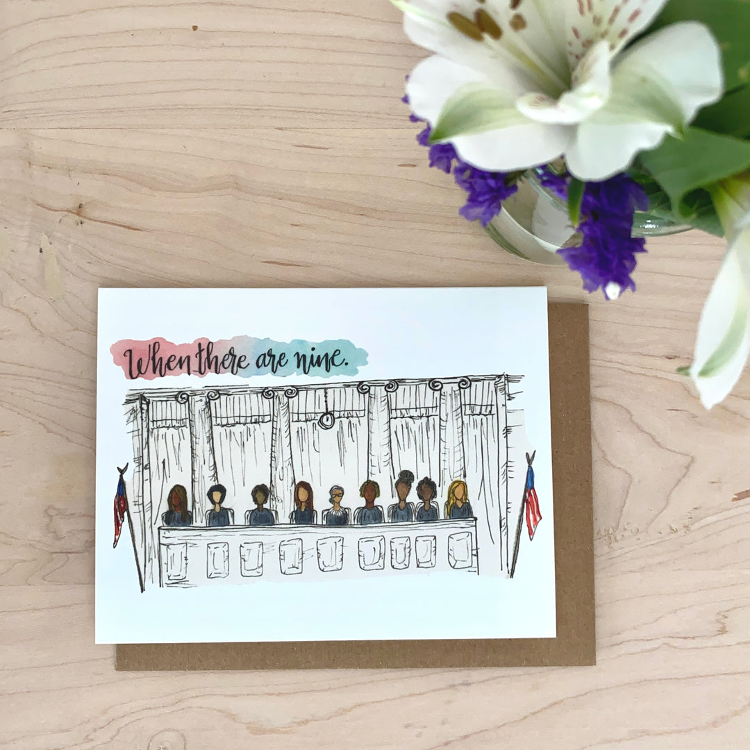 When There Are Nine Ruth Bader Ginsburg Watercolor Art Cards