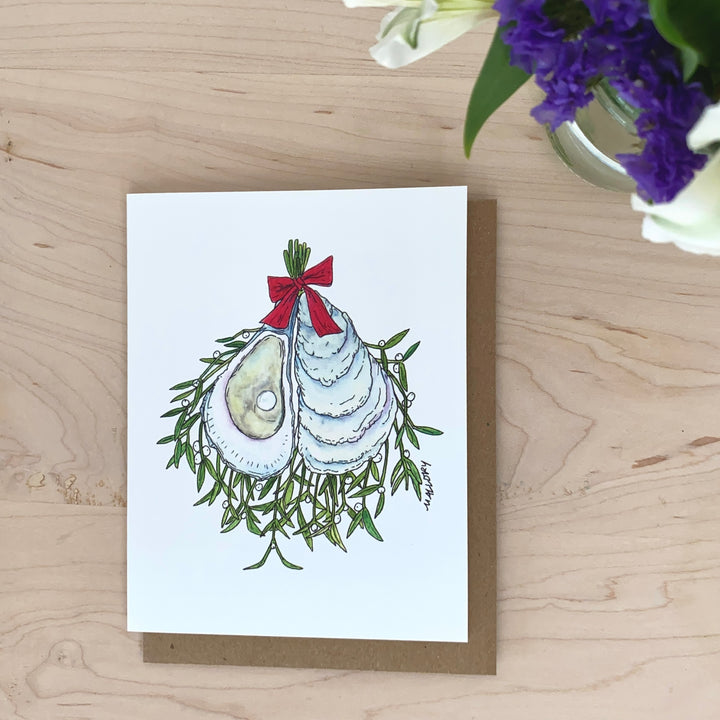 Mistletoe Oyster Pretty Christmas Card