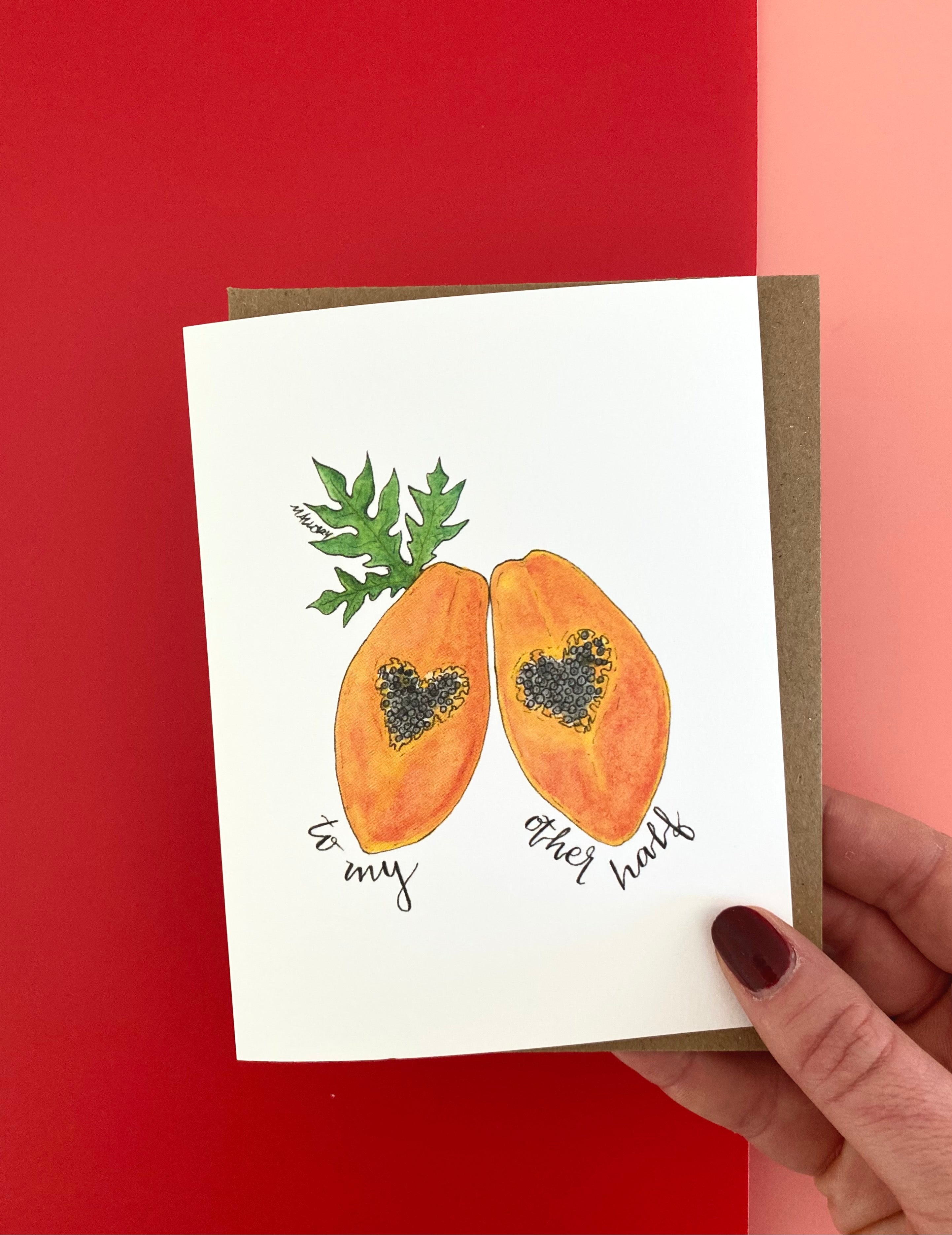 Other Half Papaya Tropical Valentine's Day Card