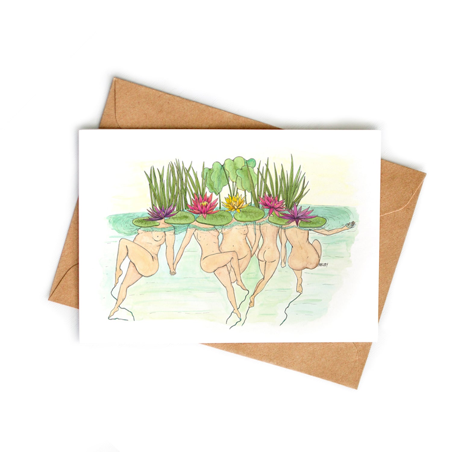 Lily Ladies Watercolor Art Card