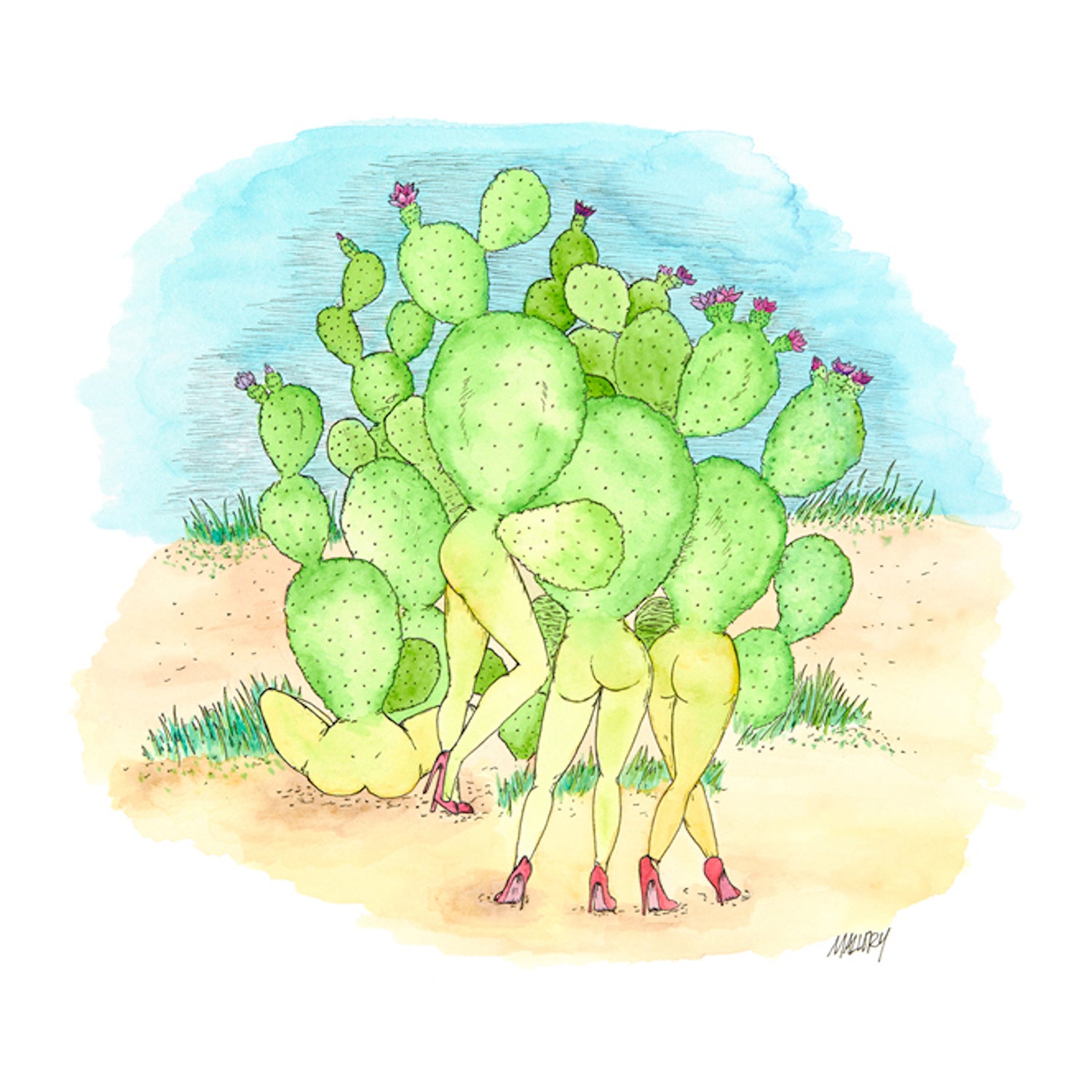 Prickly Pear Watercolor Art Card