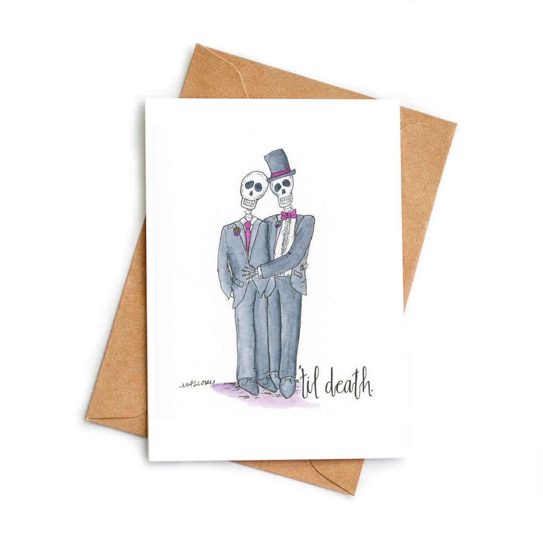 'Til Death LGBTQ+ Men Skeleton Couple Wedding Card