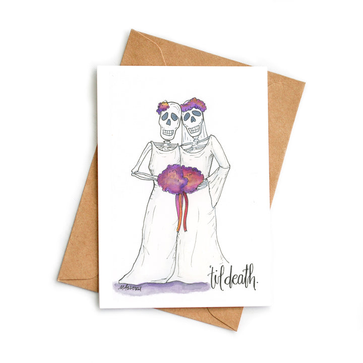 'Til Death LGBTQ+ Skeleton Women Wedding Card