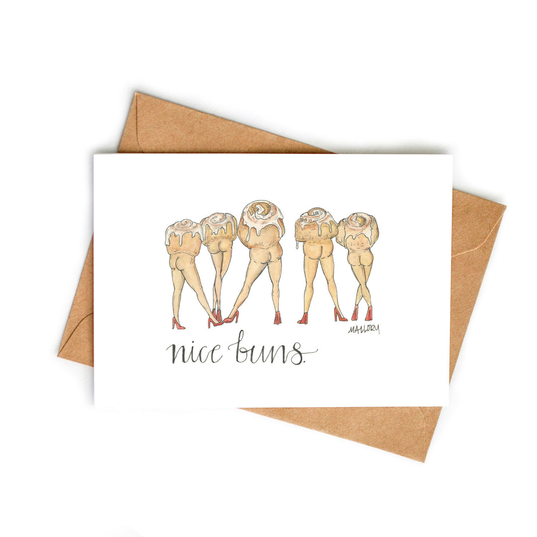 Nice Buns Cinnamon Roll Butts Funny Card for Friend