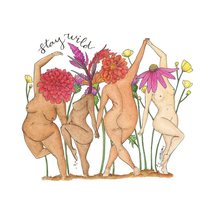 Stay Wild Wildflower Ladies Watercolor Art Card